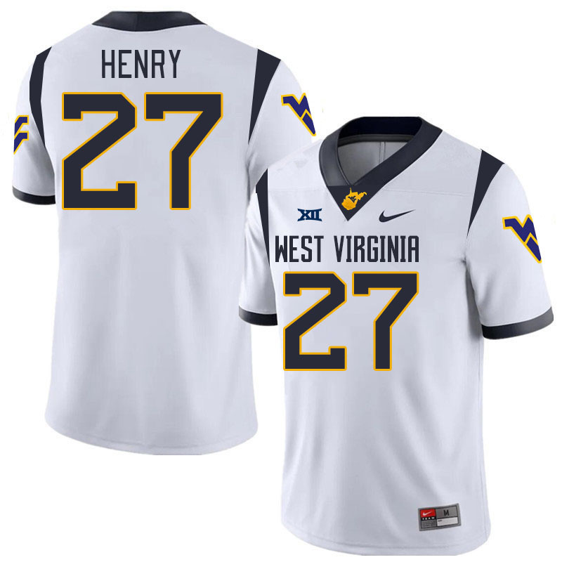 #27 Chris Henry West Virginia Mountaineers College 2024 New Uniforms Football Jerseys Stitched Sale-White